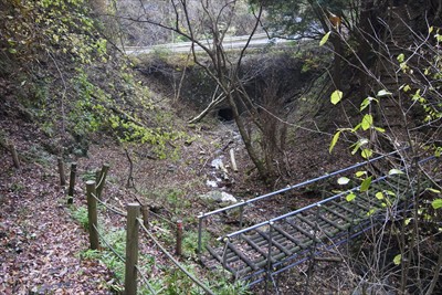 最後の橋の向こうに、林道が見え...