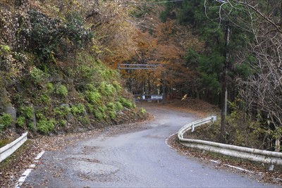 林道に出て、５０mほど先にゲー...