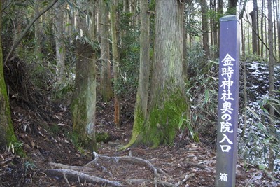 登山道右側に「金時神社奥の院入...