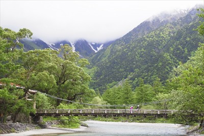 河童橋越しの穂高・・・。...