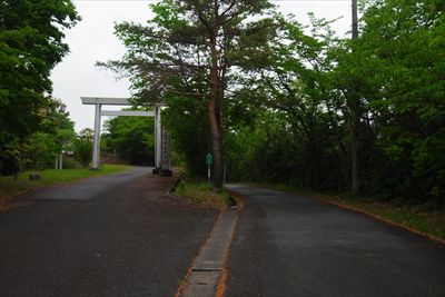 少し進むと大きな鳥居が見えてき...