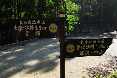 青根分岐まで1.2km。...